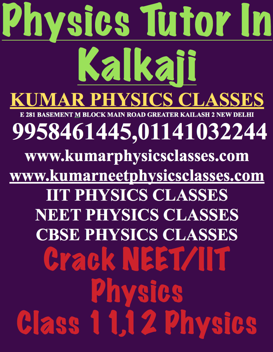 Physics Tutor In Kalkaji
